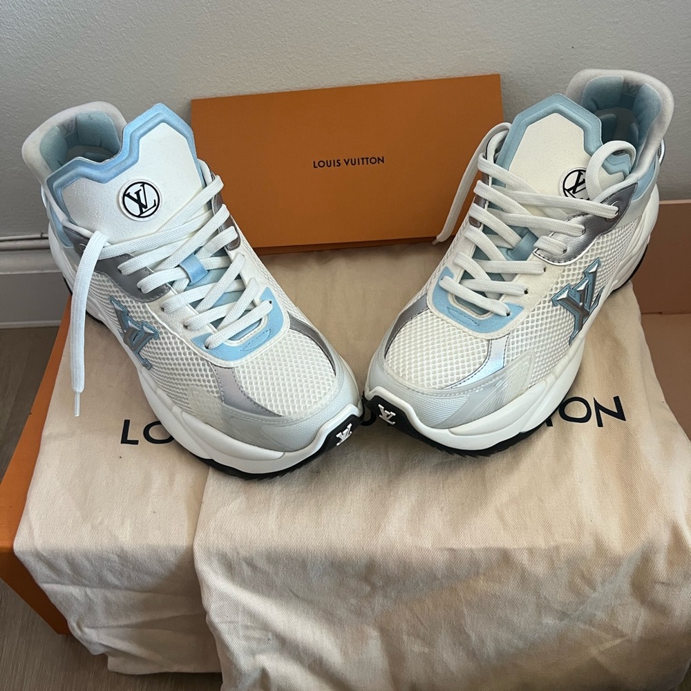 Louis Vuitton Women's White and Light Blue Sneakers